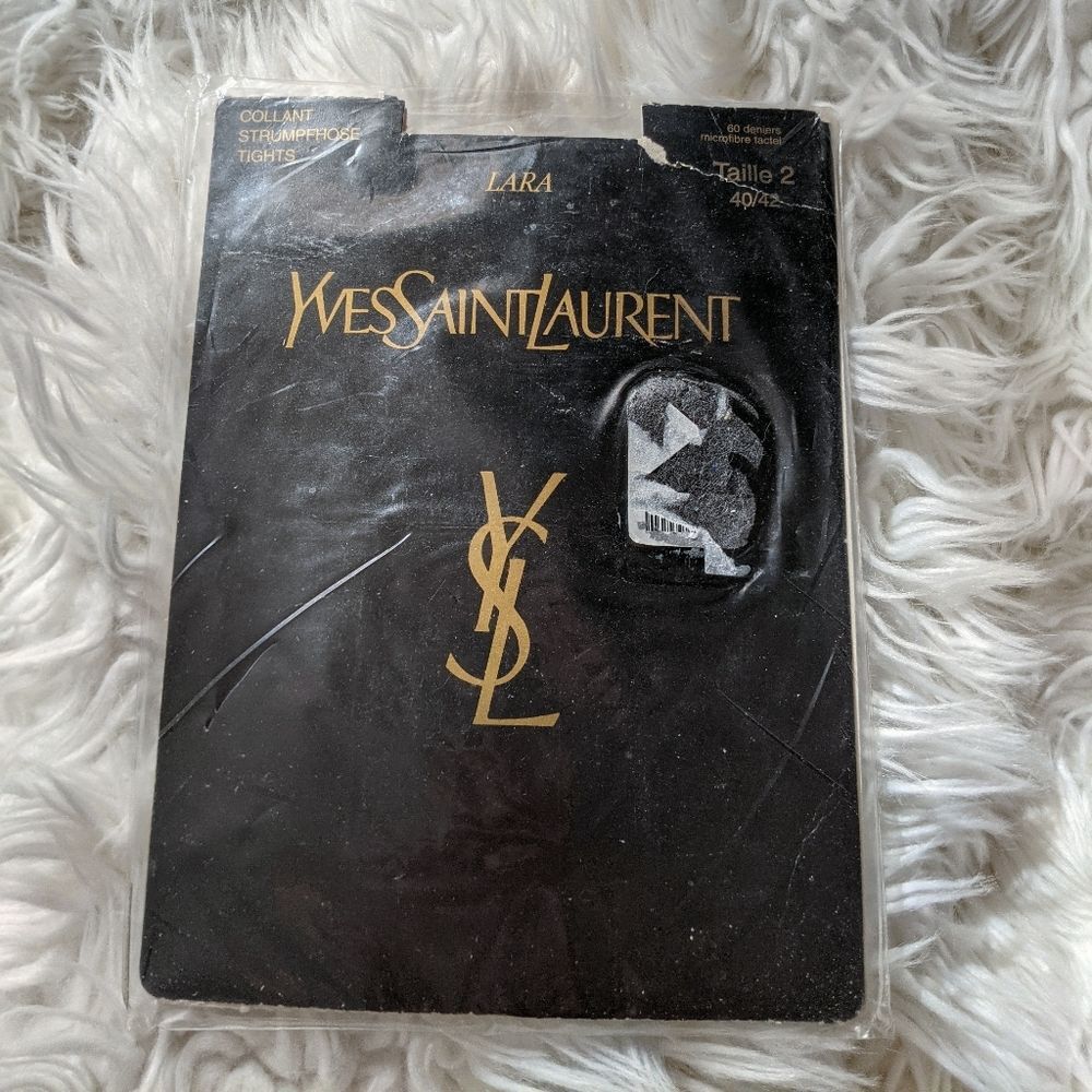 YSL Vintage "Lara" Opaque Black Tights Size Medium 40-42 / 2